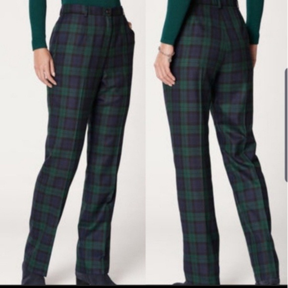 Vintage Pendleton Black Watch Tartan Wool Pleated High Waist Pants Fits 28x30